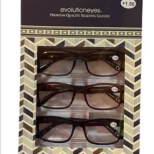 Evolution Eyes Men's Textured Set of 3 Pairs of Reading Glasses +1.50 Strength